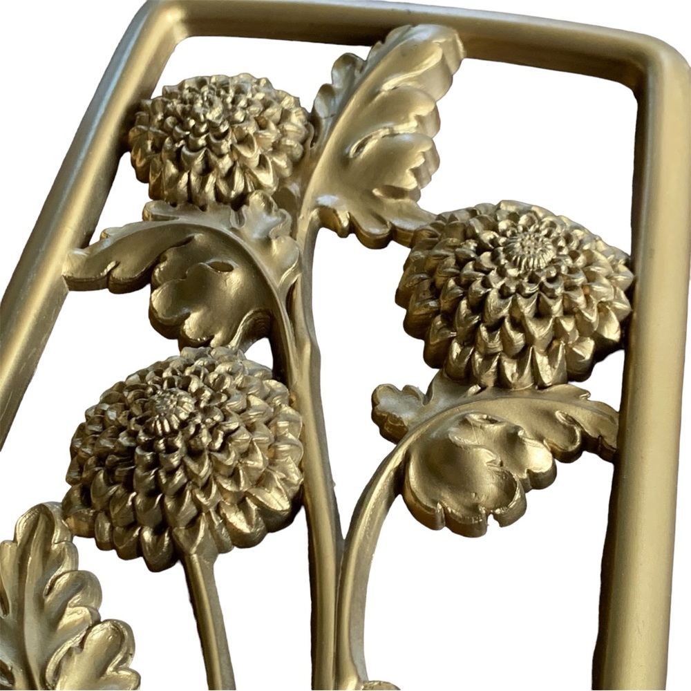 Vintage 1960s Mid Century Syroco Gold Floral Seasons Wall Hangings Set of 3 - Picture 3 of 7